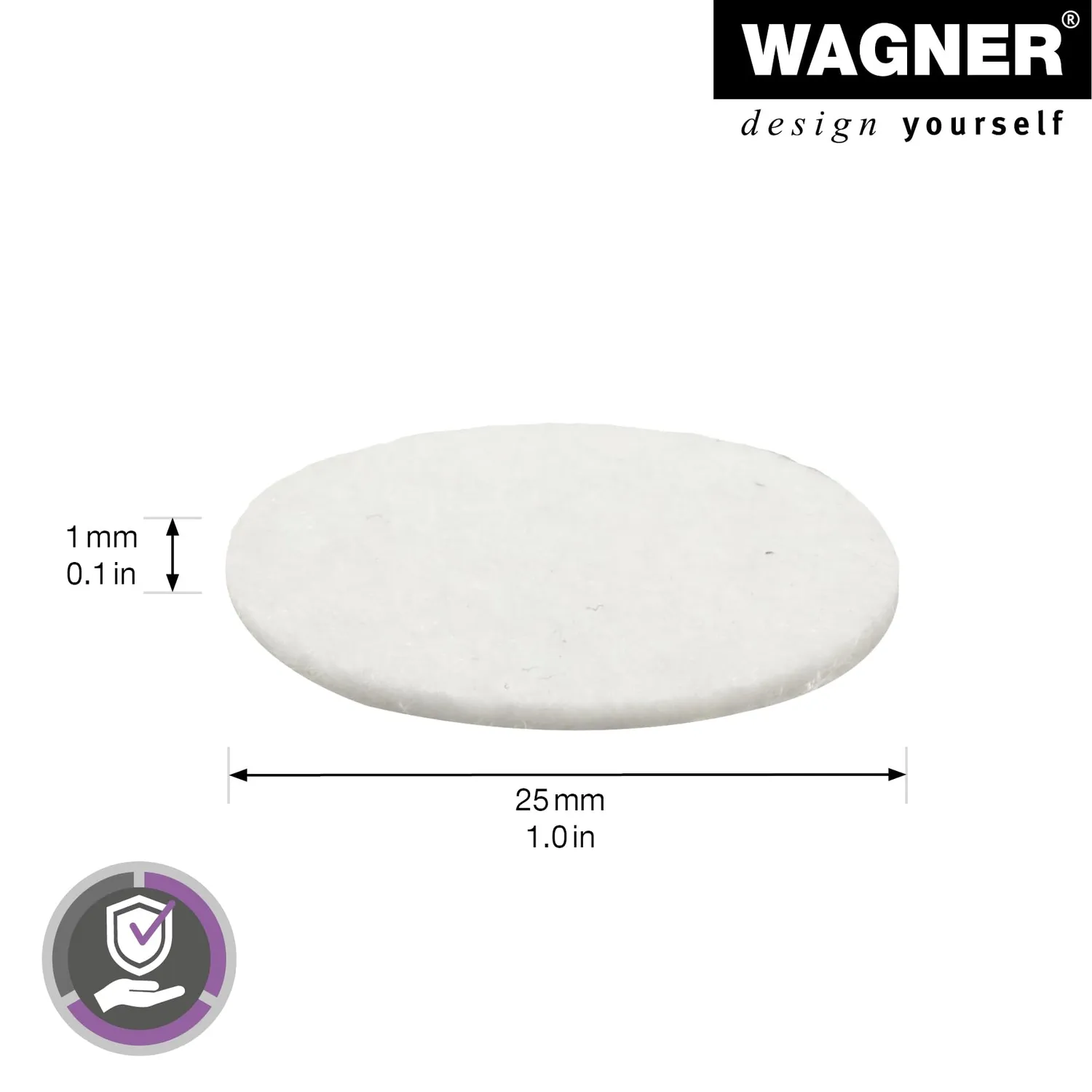 Wagner EH 0025 feltrini adesivi 25 mm 24 pezzi bianchi