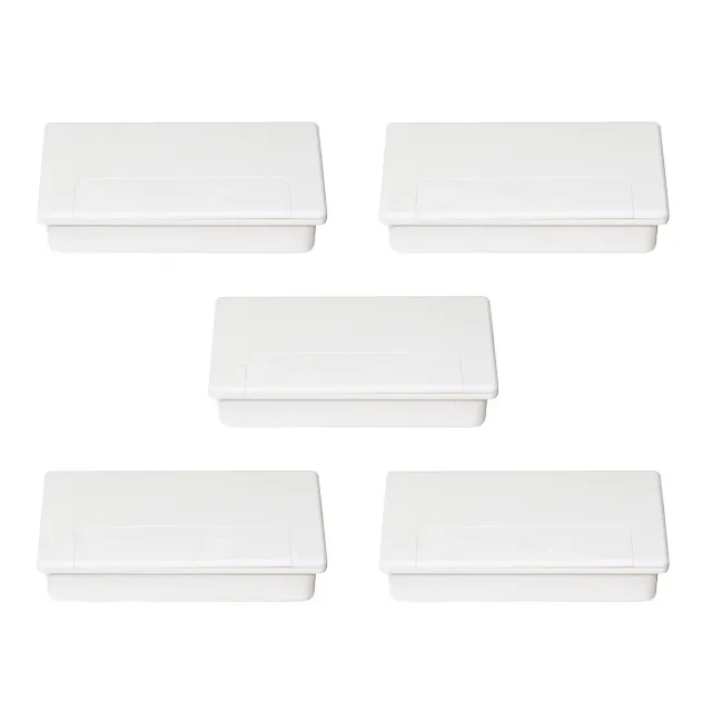 Emuca Passacavi Rettangolare 101x51 con Coperchio Set 5 Bianchi