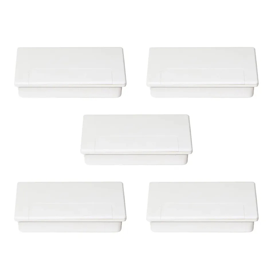 Emuca Passacavi Rettangolare 101x51 con Coperchio Set 5 Bianchi