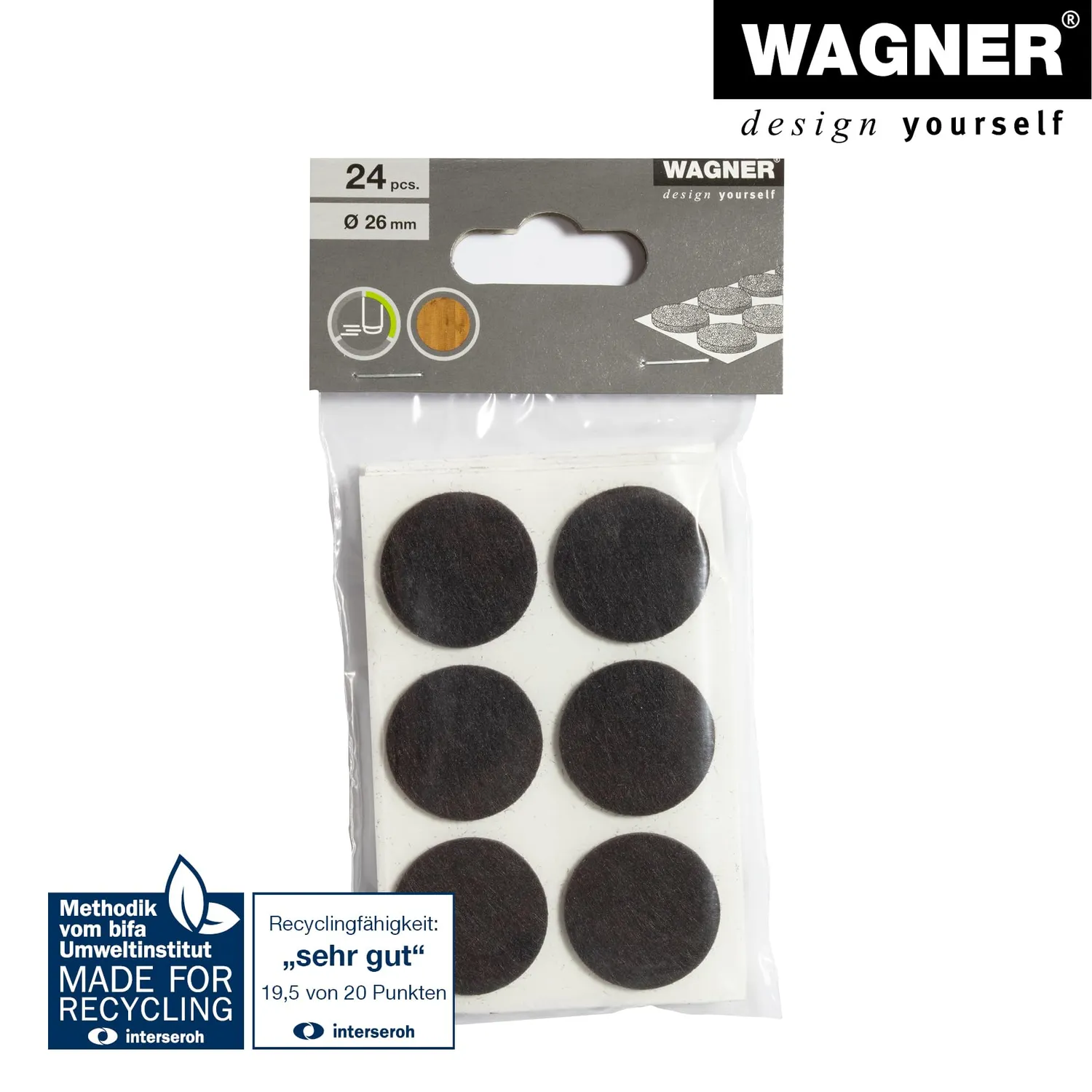 Wagner 15132699 EH 1326 feltrini adesivi marroni 24 pezzi