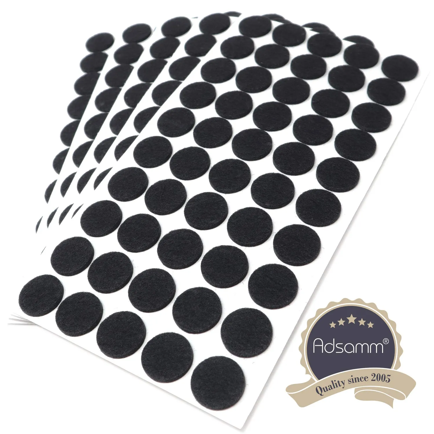 Adsamm Feltrini Autoadesivi Tondi 22 mm Neri 250 Pezzi Antigraffio