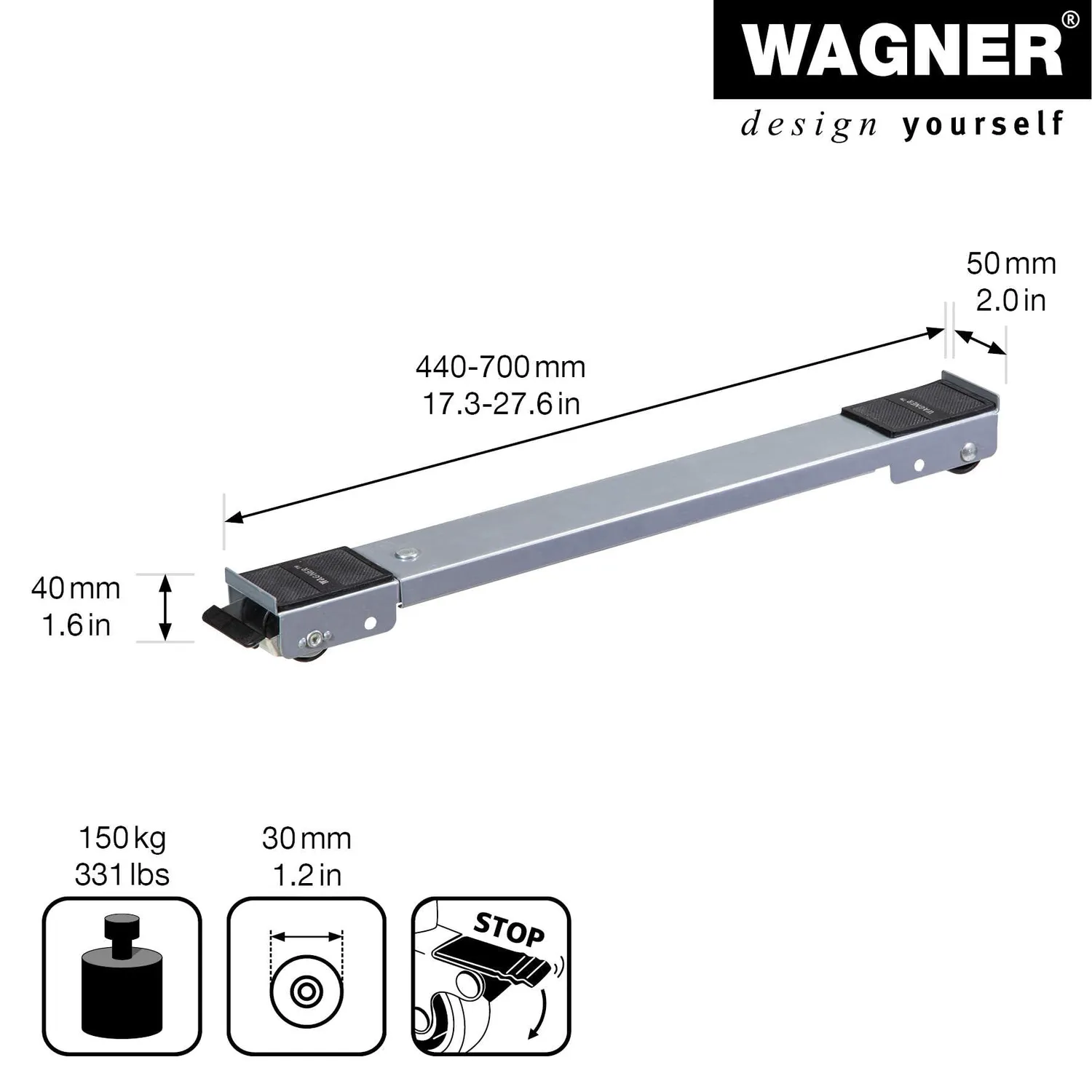 Wagner MM 1197 carrello trasporto estensibile 45-70 cm 150 kg