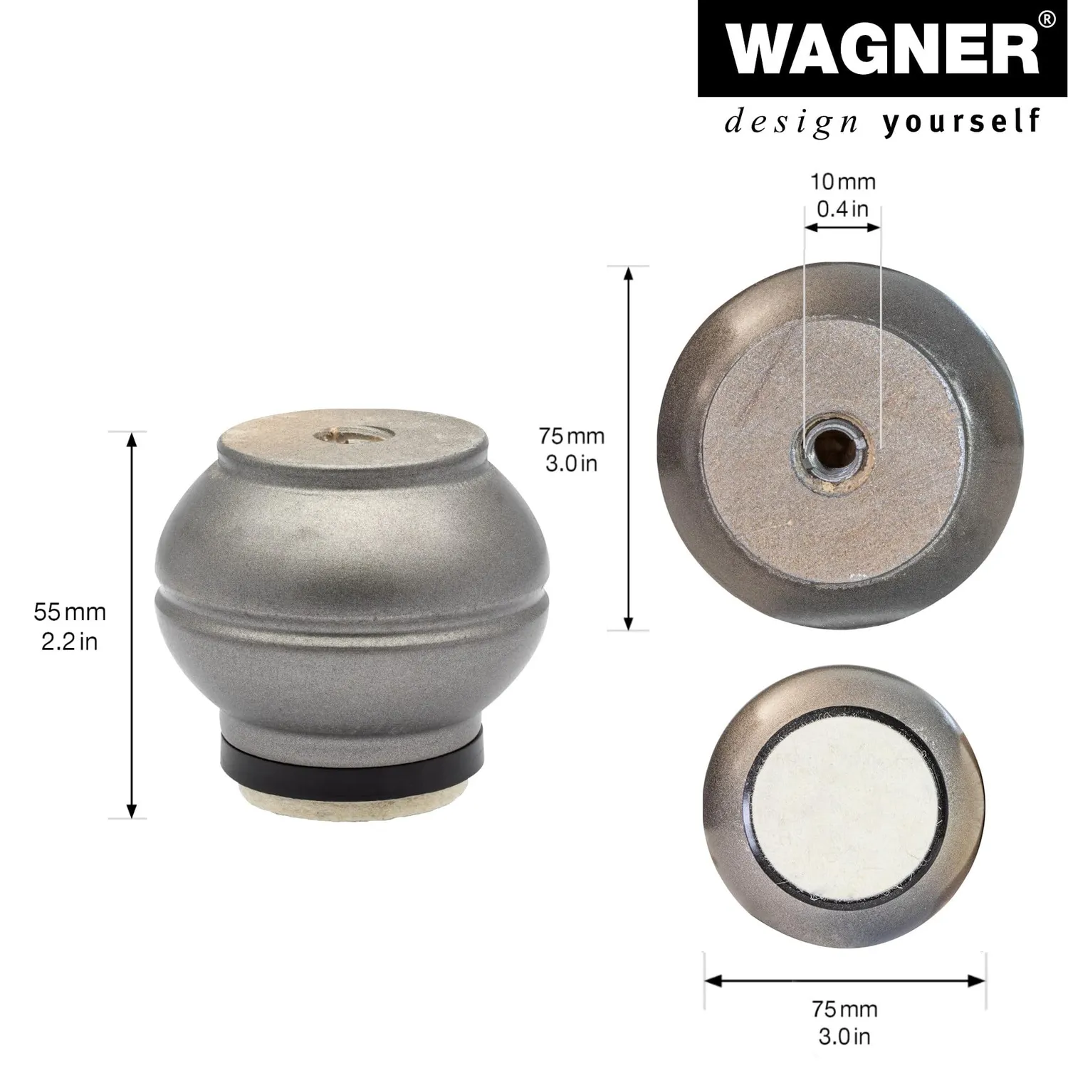Wagner ST 7874 piede mobile faggio argento 75 mm
