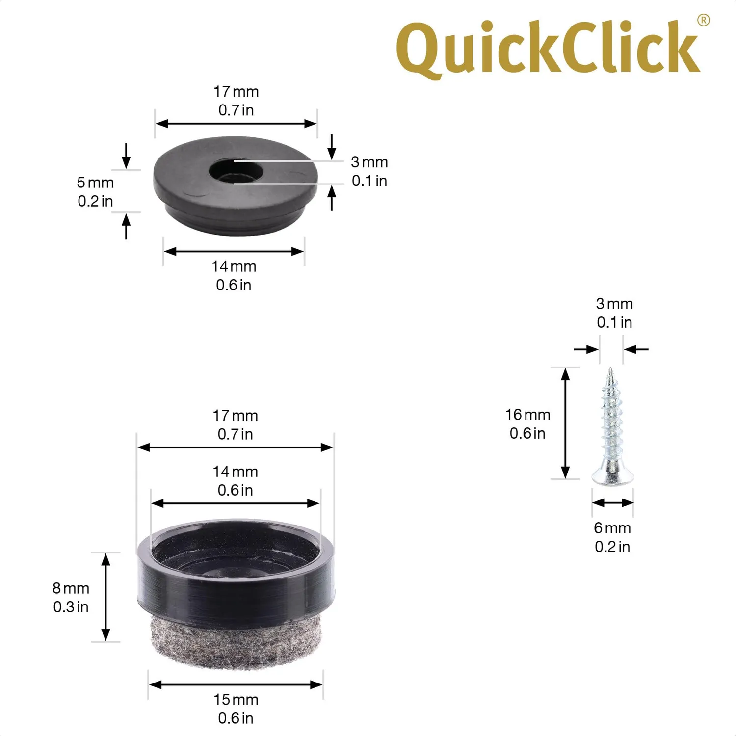 Wagner QuickClick feltrini avvitare 17 mm 4 pezzi lana