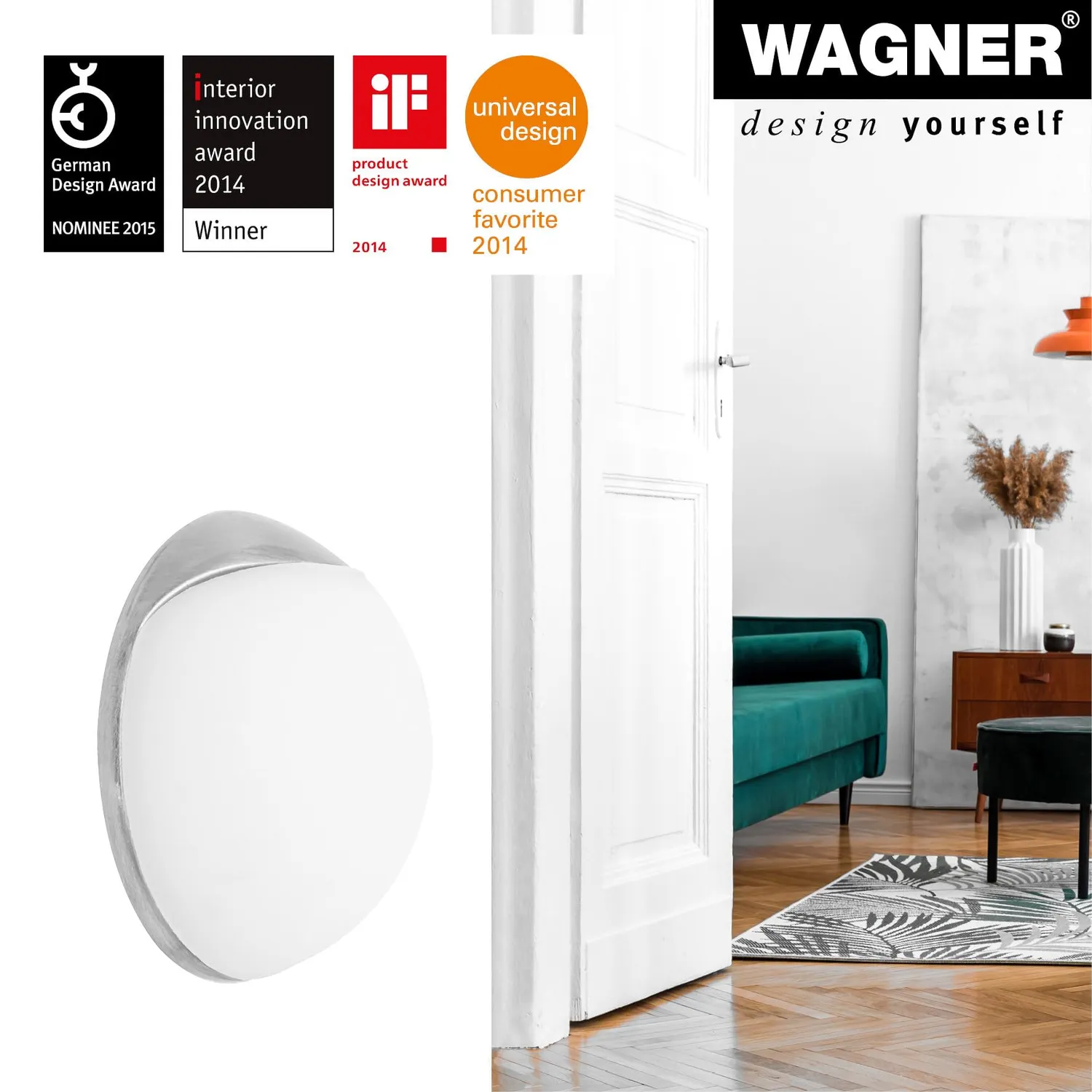 Wagner 15512202 fermaporta muro Ø20x8 set 2 pz zinco bianco
