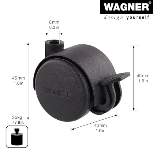 Wagner Design RO 0126 rotella mobili dura nera 40 mm con freno