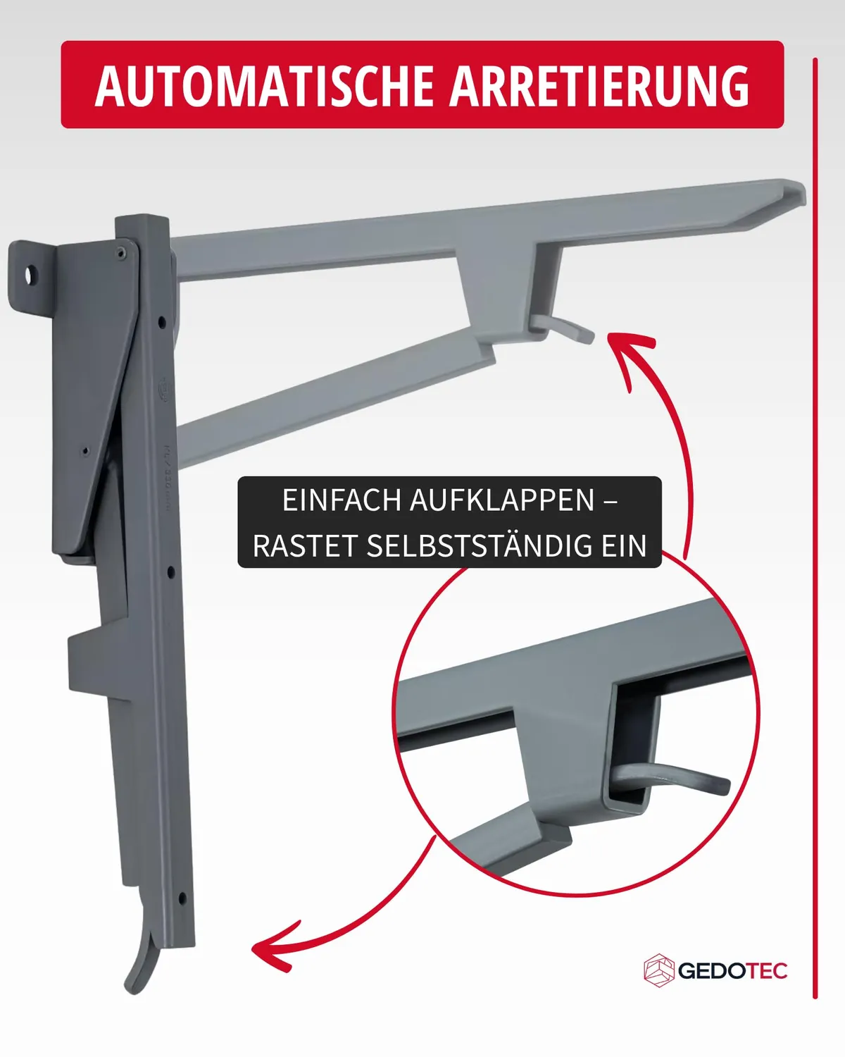 Gedotec Odin supporto pieghevole 330 mm grigio 150 kg