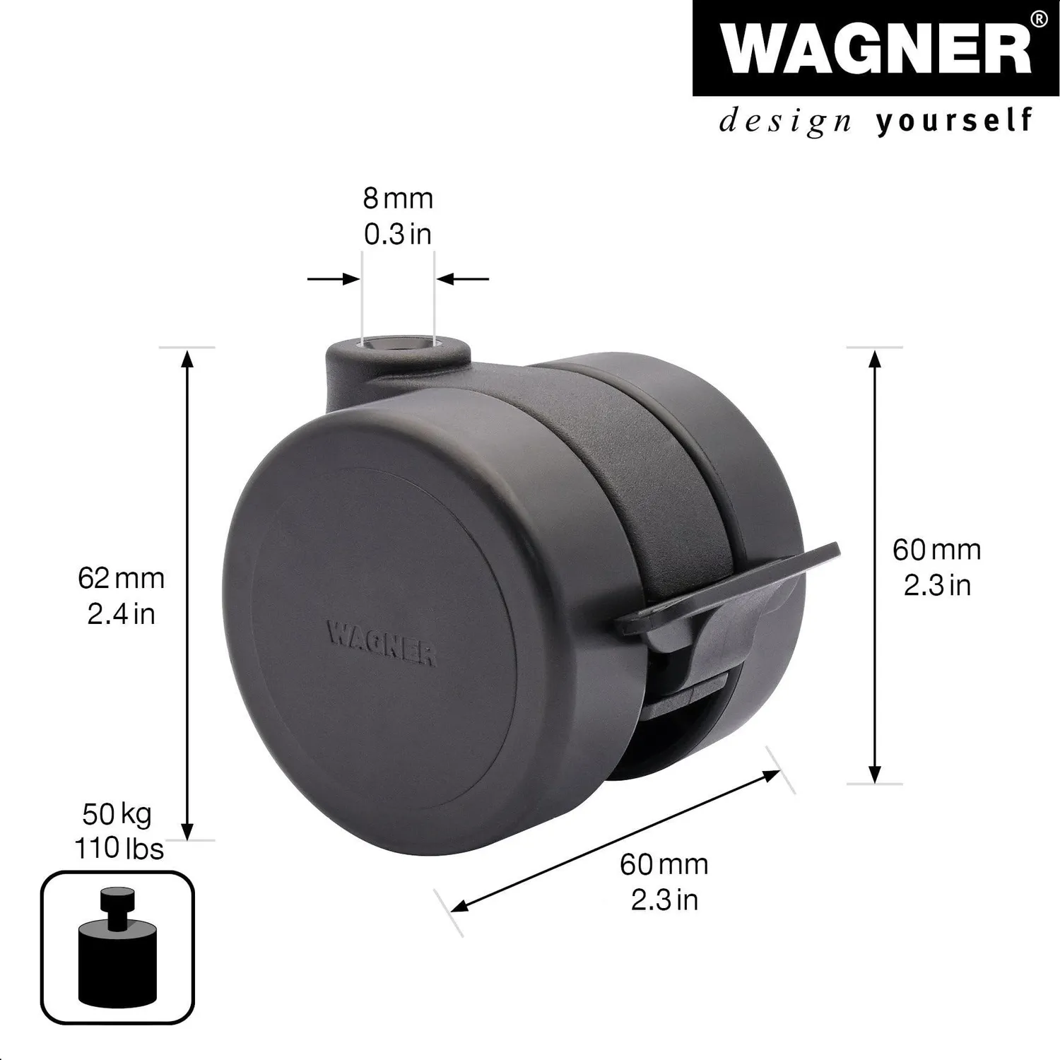 Wagner Design RO 0115 rotella doppia dura 60 mm con freno