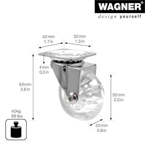 Wagner 03108501 rotella skater 50 mm 40 kg trasparente