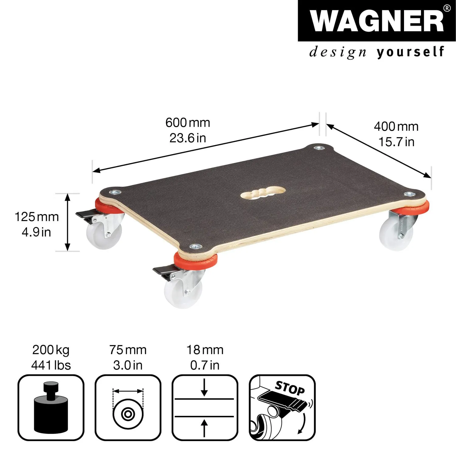 Wagner MM 1370 carrello trasporto 60x40 cm 200 kg