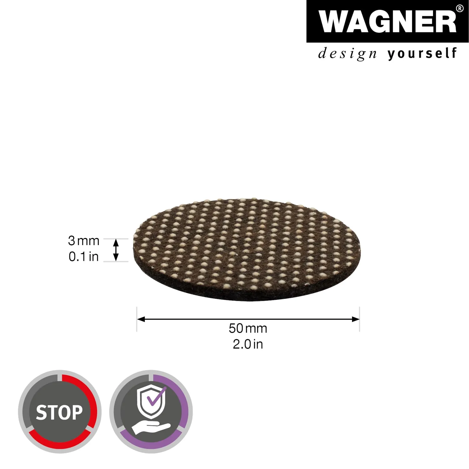Wagner 16015099 cuscinetti antiscivolo 4 pezzi Ø 50 mm feltro