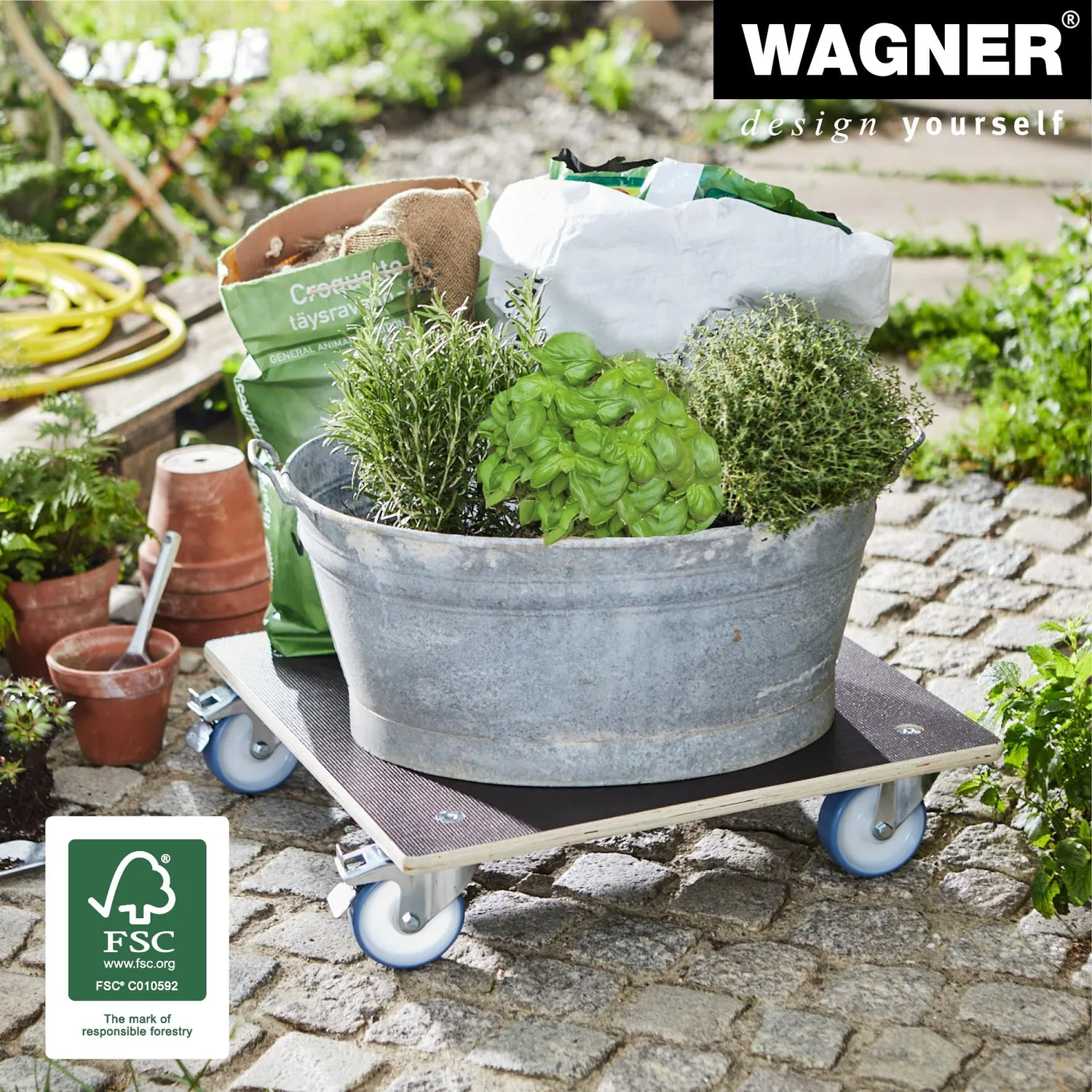 Wagner MaxiGrip 20135801 carrello per piante 58x58 cm legno