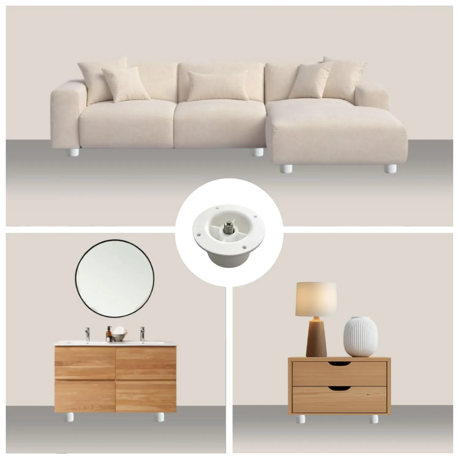 Indaux Sandy Piedino Regolabile 35-50 mm Bianco 4 Pezzi