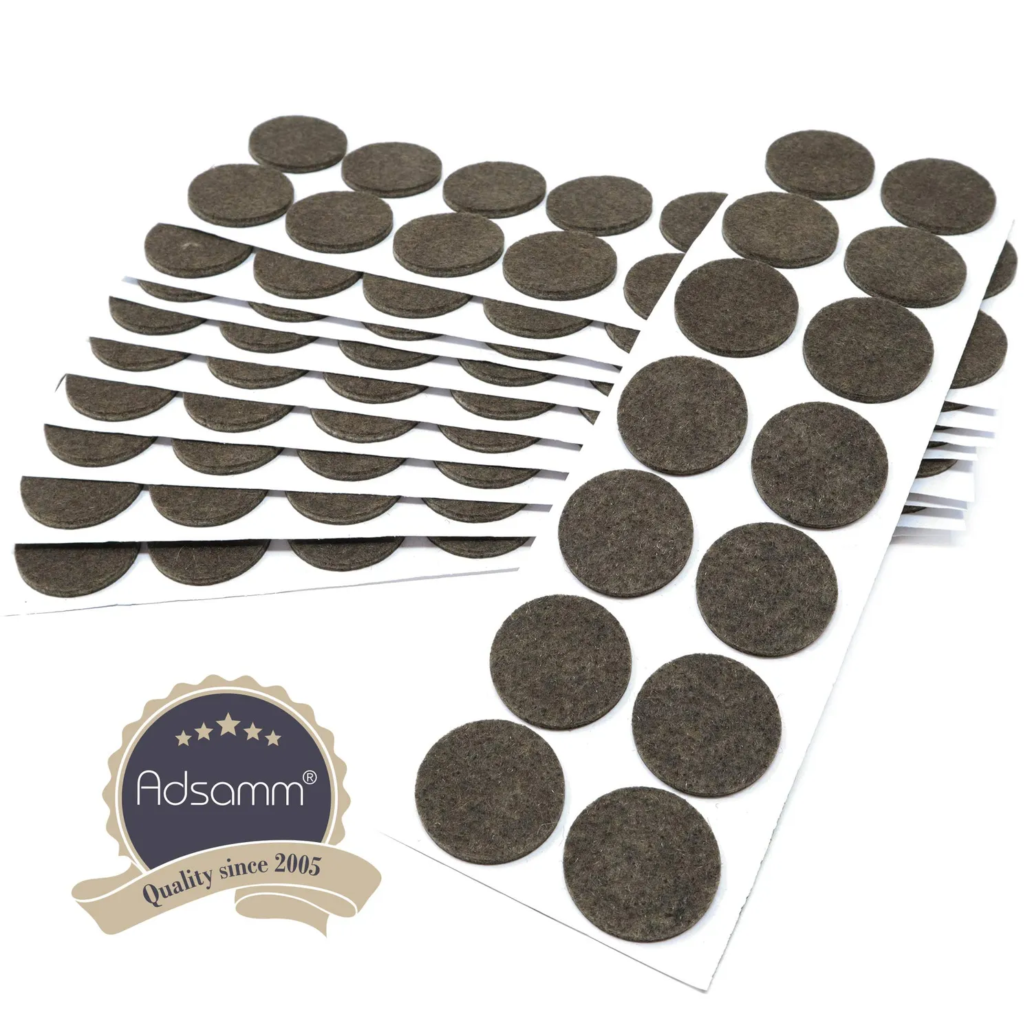 Adsamm feltrini adesivi marroni tondi 32 mm 140 pezzi