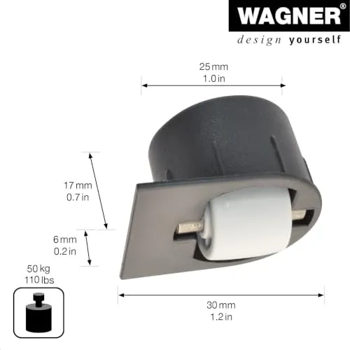 Wagner BSR RO 7076 mini rotella a scomparsa 15 mm nera 1 pz