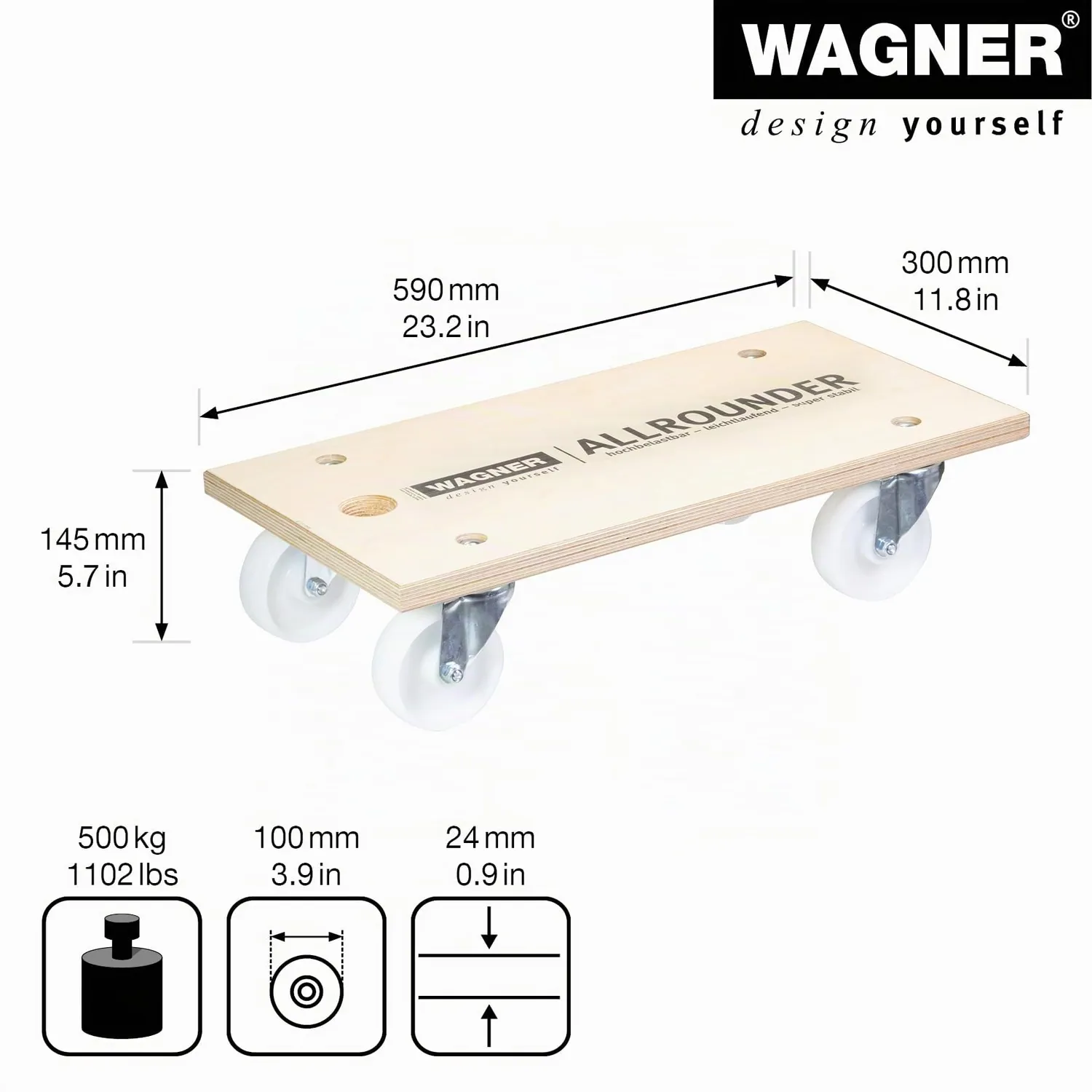 Wagner MM 1127 carrello trasporto 59x30 cm 500 kg