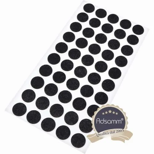 Adsamm Feltrini Ultrasottili Tondi 16mm Nero 50 Pezzi 1,5mm