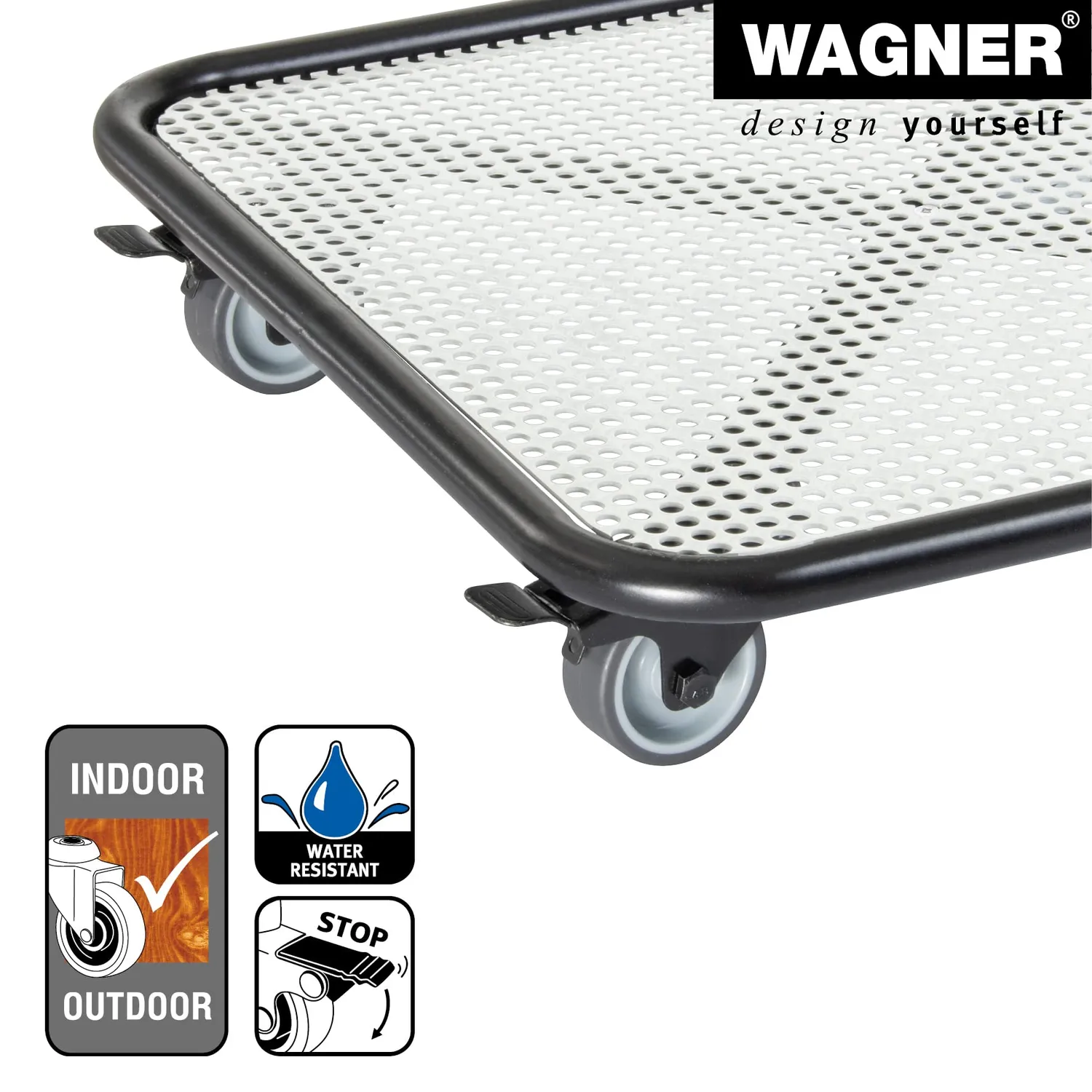 Wagner Black White GH 7018 portavasi ruote 38x38 cm