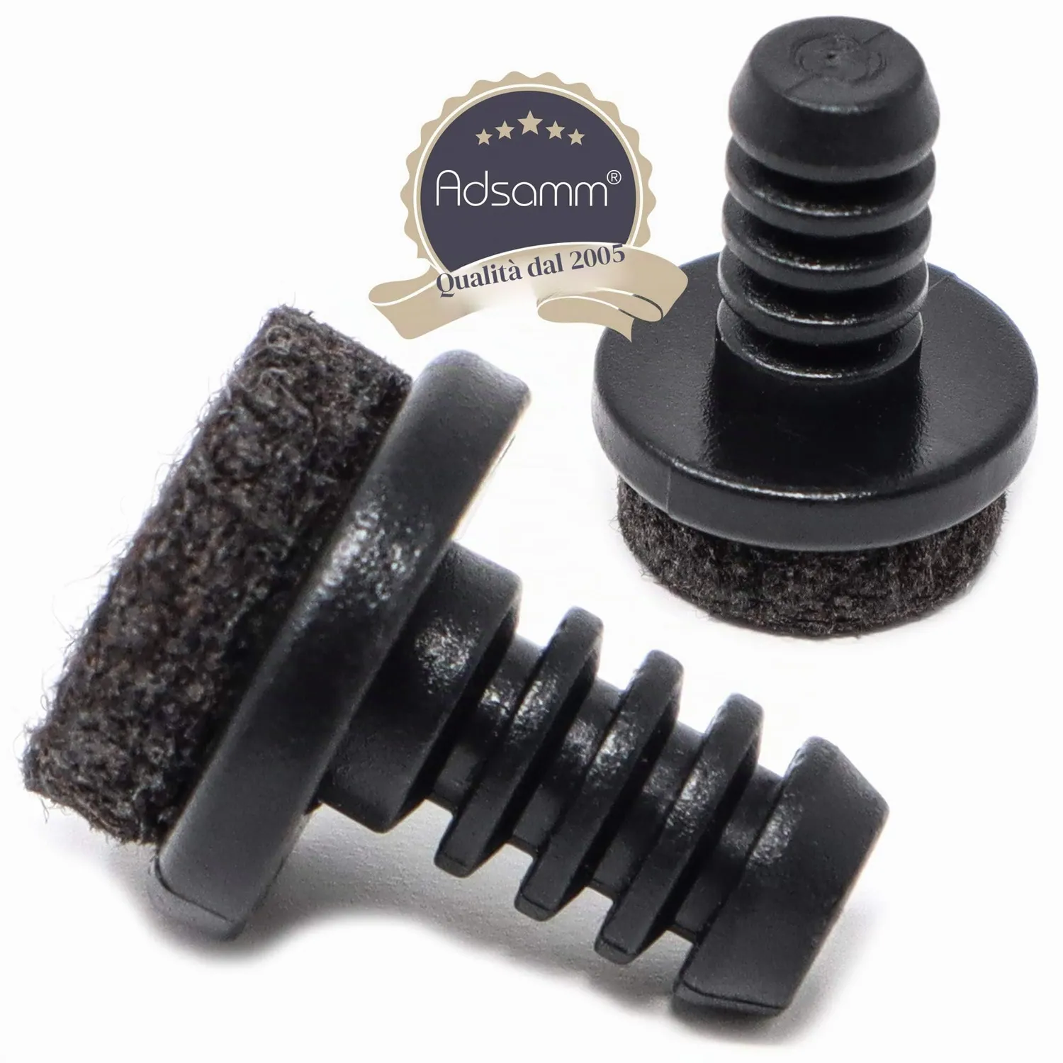 Adsamm Ø 8-9 mm puntali alettati con feltro 4 pezzi neri 5 mm