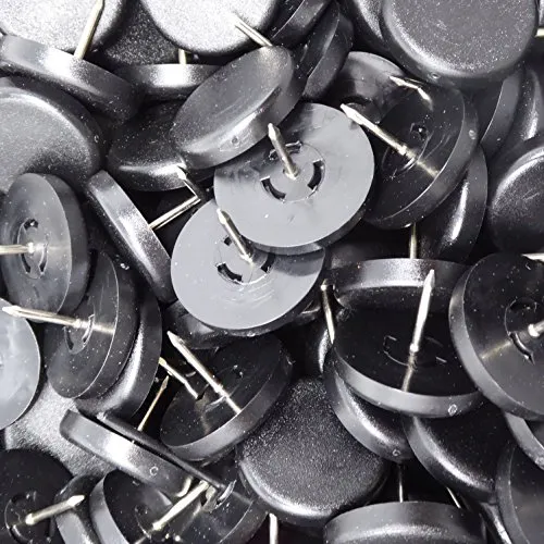 Adsamm Pattini plastica con chiodo Ø 30 mm 100 pezzi neri