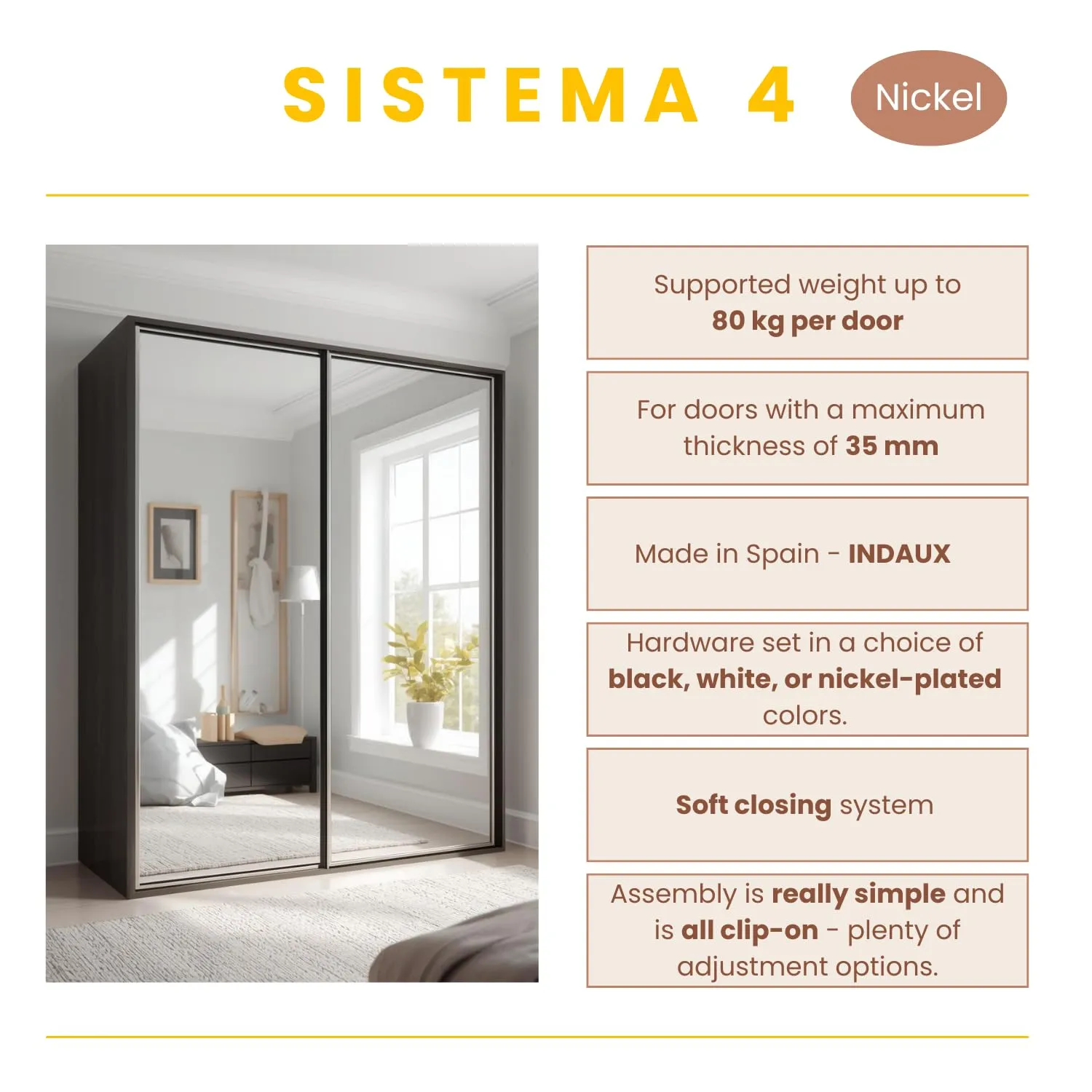 Indaux Kit Scorrevole 2 Ante 3m Bianco 80kg Soft Tendianta