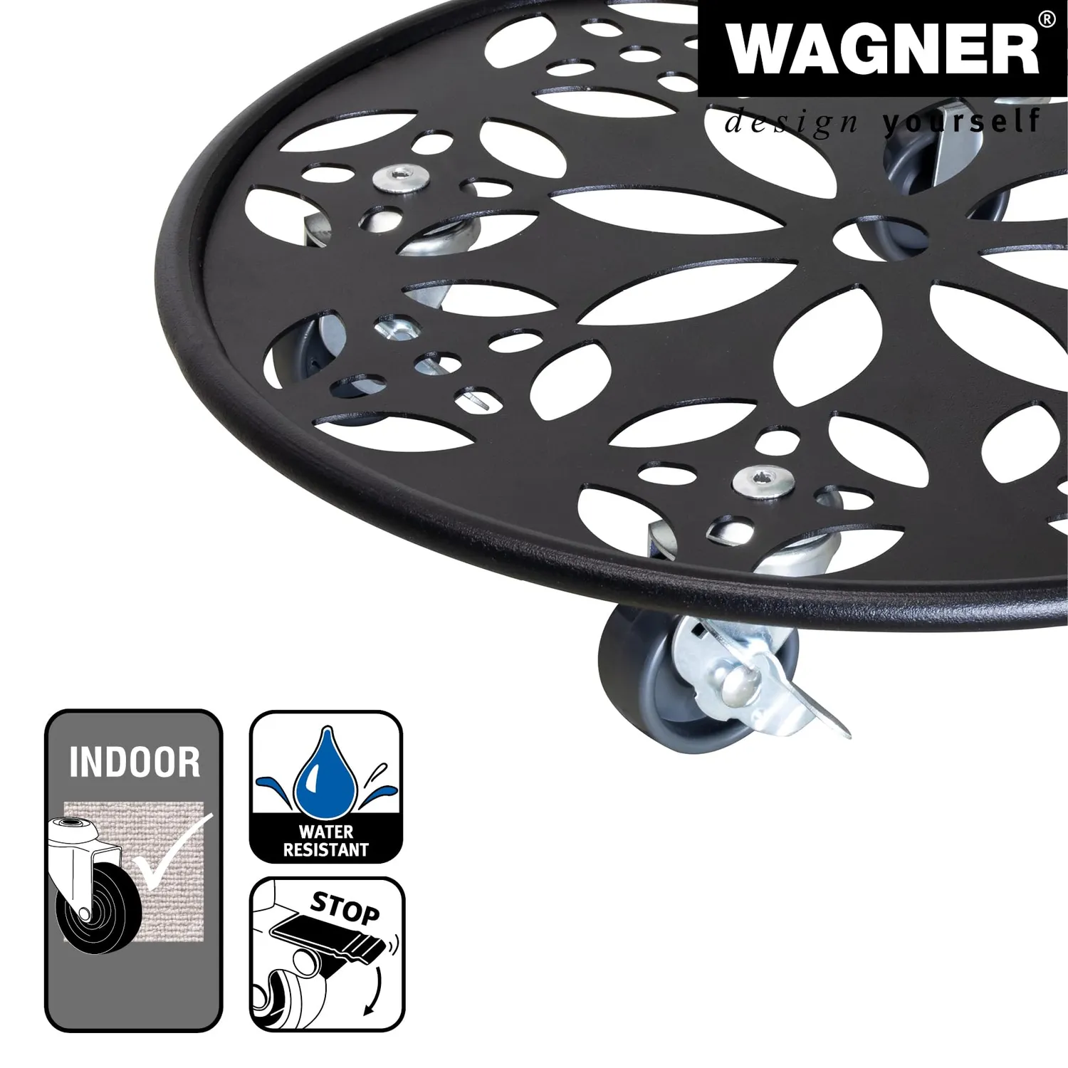 WAGNER Black Flower Carrello Piante Ø30 cm Nero 60 kg