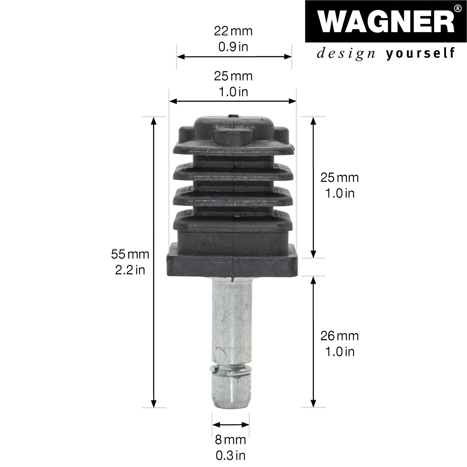 WAGNER RO 0085 perno con manicotto quadrato 2 pezzi acciaio