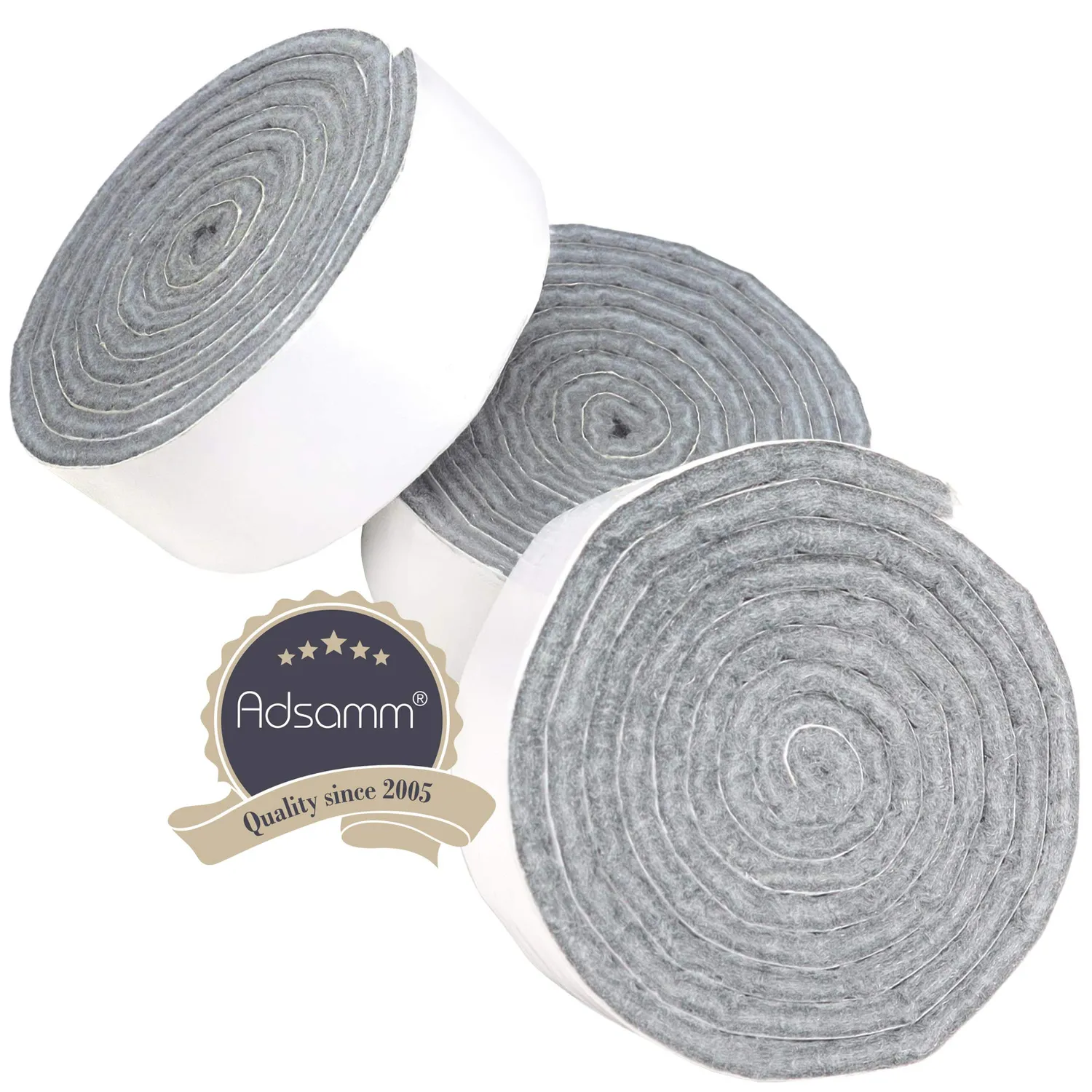 Adsamm Nastro Feltro Autoadesivo 24x1000 mm Grigio 3 Rotoli