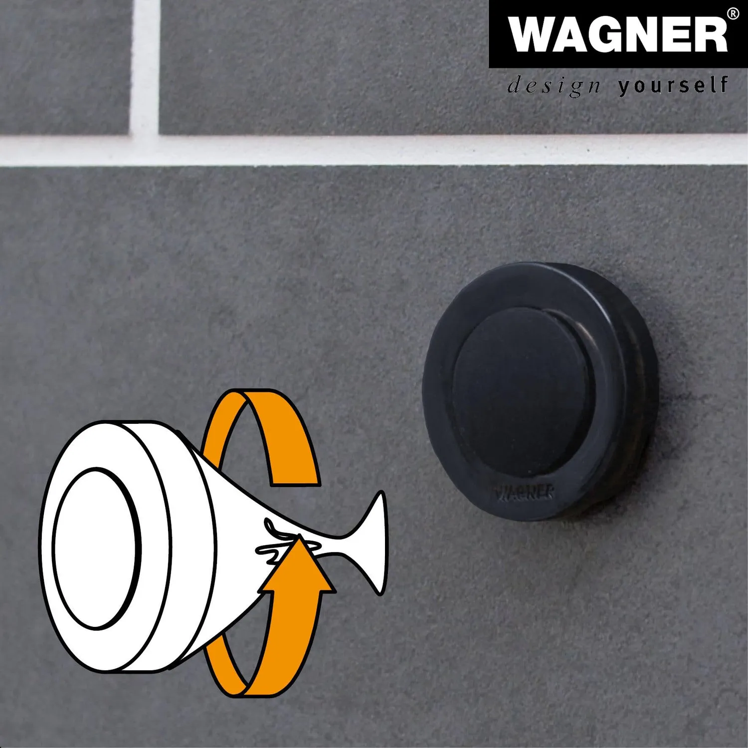 WAGNER Screw or Glue 15517211 fermaporta parete nero metallo