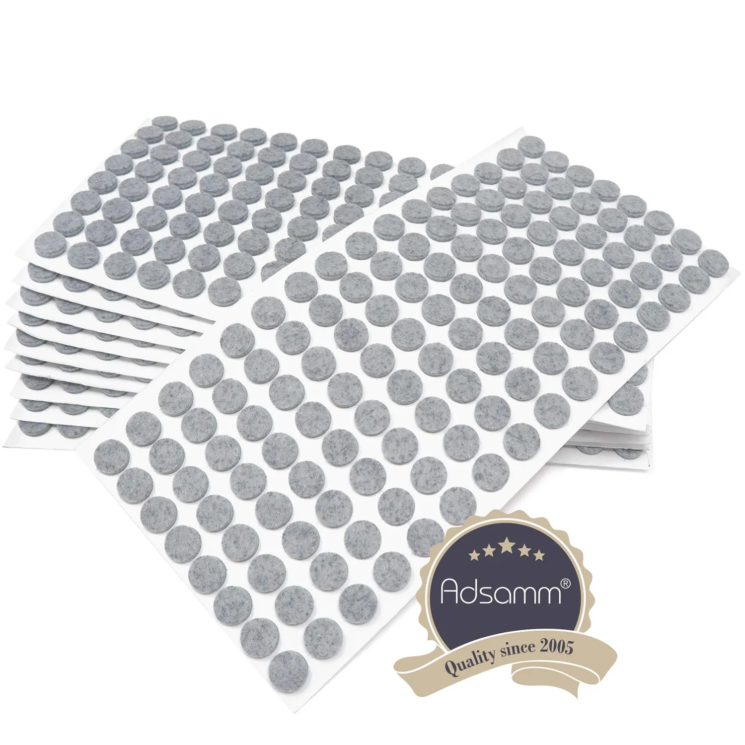 Adsamm feltrini tondi 12 mm grigio 1280 pezzi autoadesivi 3,5 mm