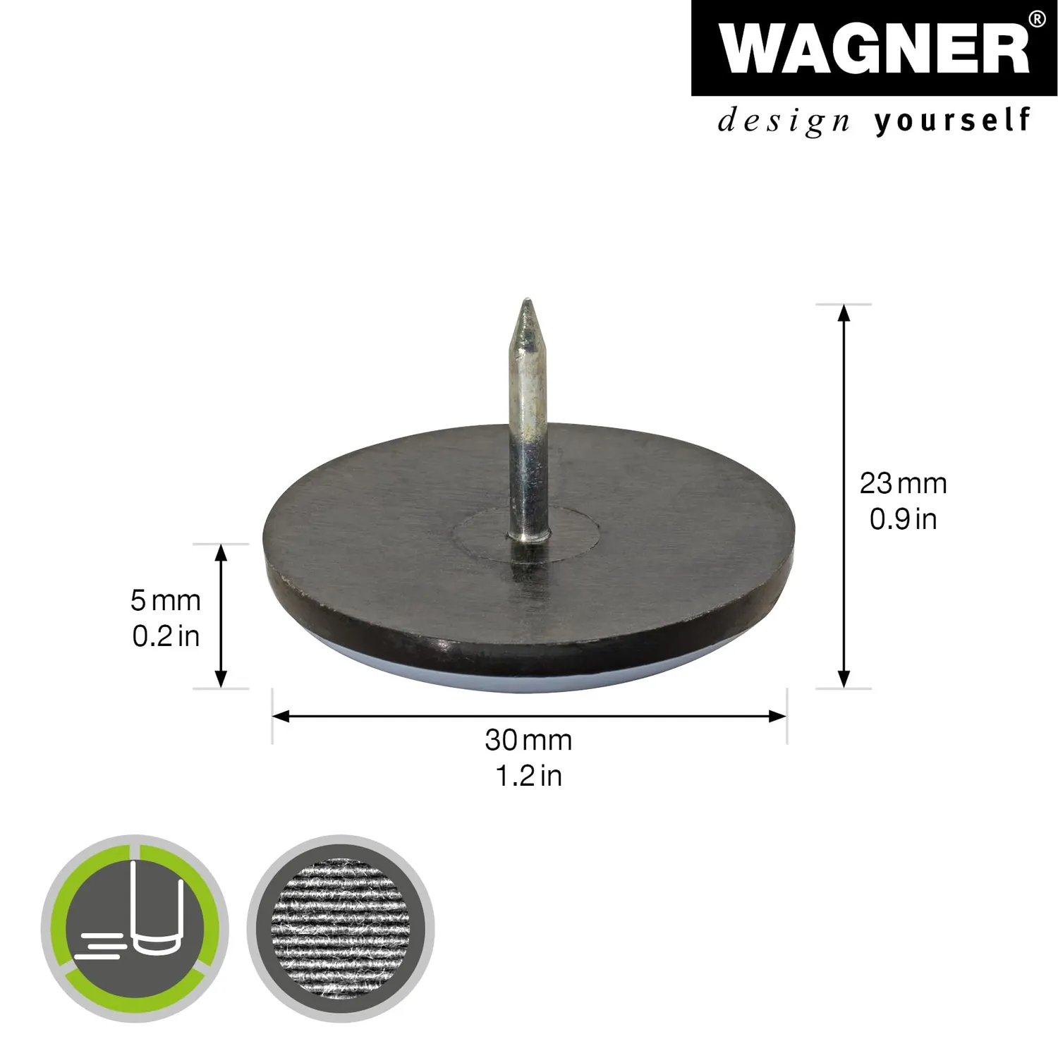 Wagner 15183099 pattini PTFE da inchiodare 4 pezzi Ø 30 mm