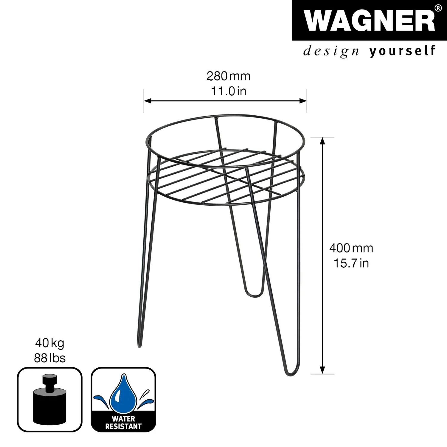 Wagner Hairpin 25064001 supporto piante nero Ø 28 cm 40 kg
