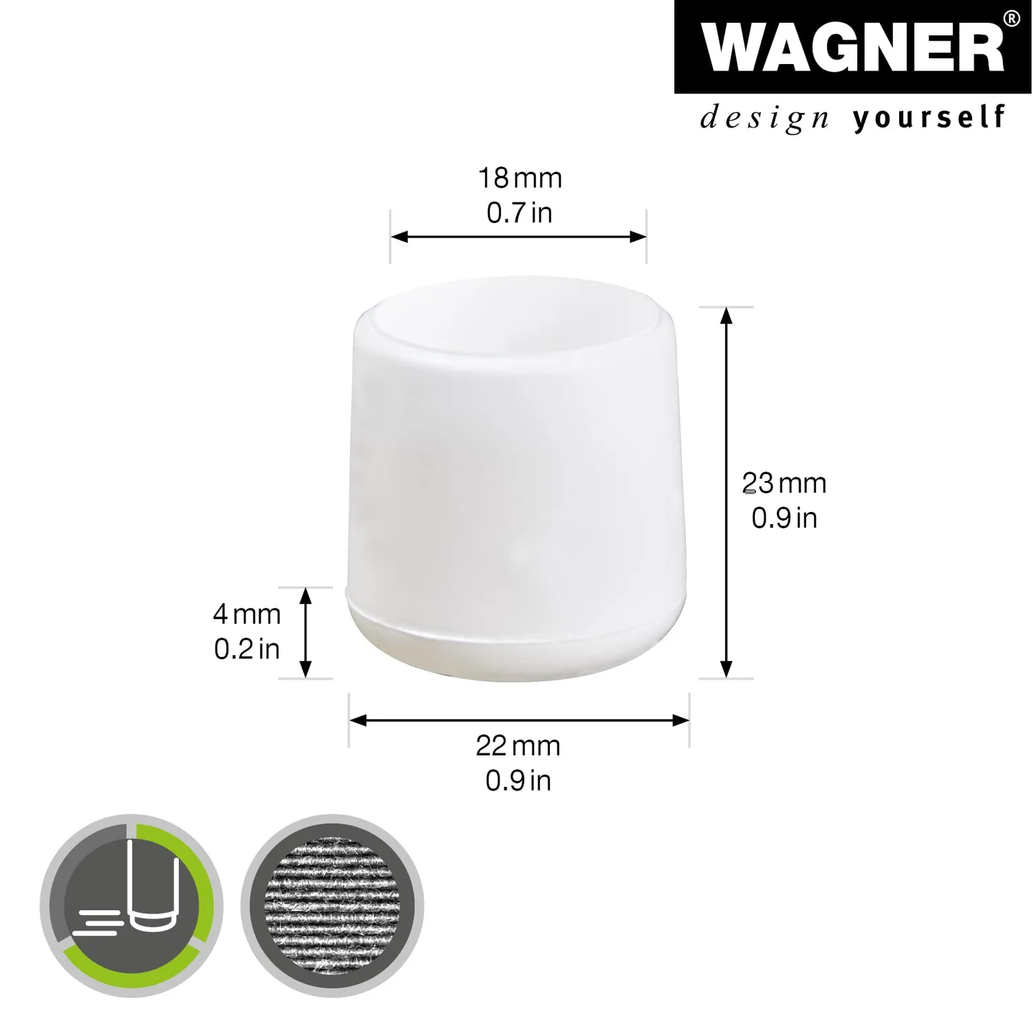 Wagner 15062799 tappi per tubi acciaio 4 pezzi Ø 18/22 mm bianchi