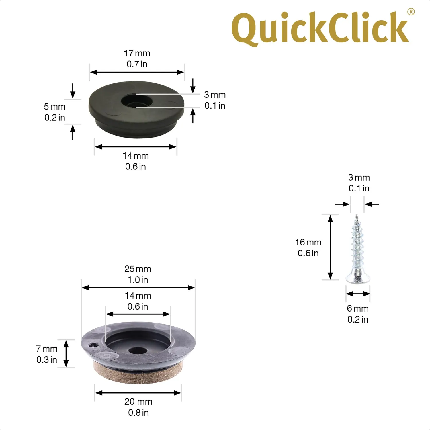 Wagner QuickClick 16781700 feltrini avvitare SYNO Slim 25 mm 4 pezzi