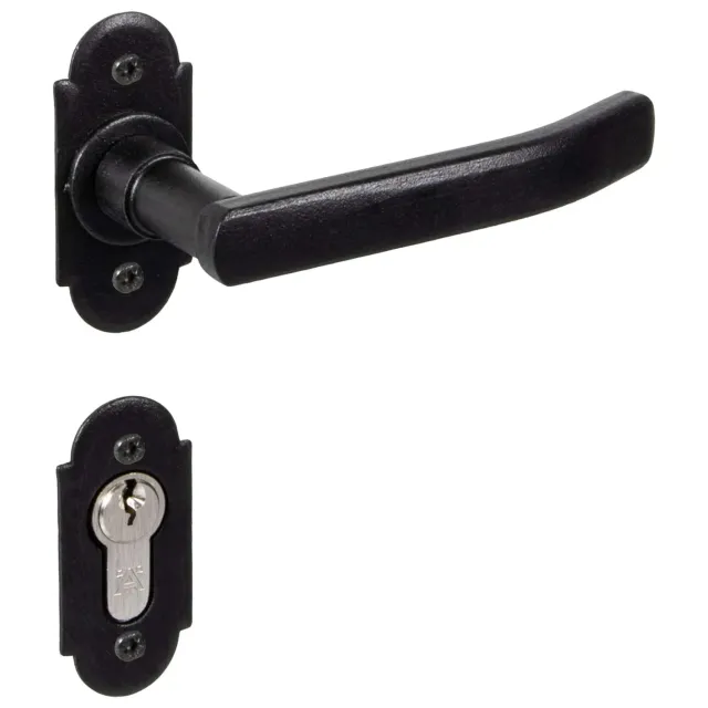 Gedotec Helsinki maniglia porta ferro nero antico rosetta PZ set