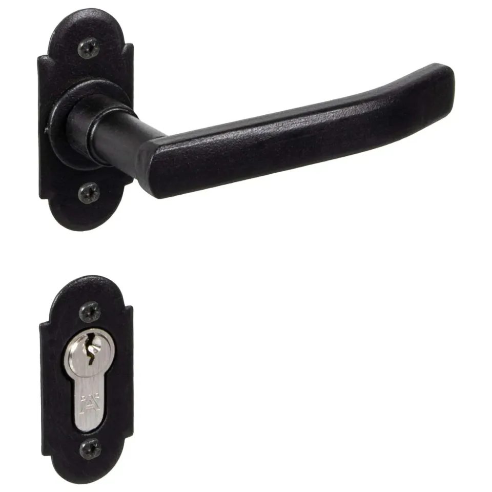 Gedotec Helsinki maniglia porta ferro nero antico rosetta PZ set
