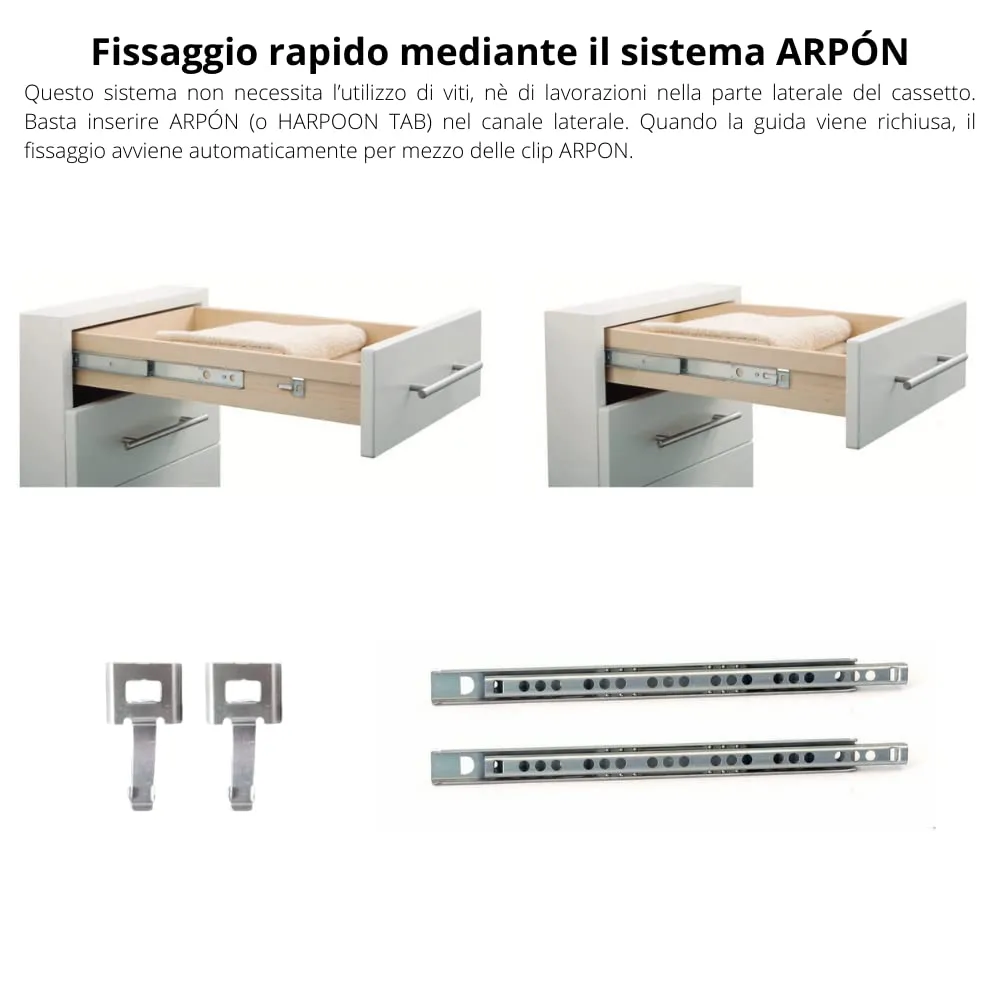 Indaux guide a sfere H17mm 15kg 220-260mm coppia