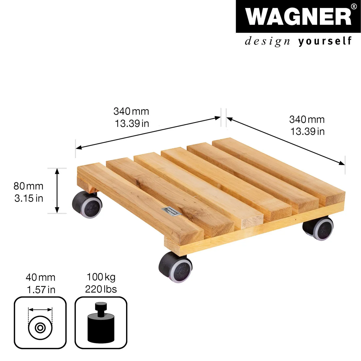 WAGNER Nature carrello piante 34x34 cm ontano 100 kg