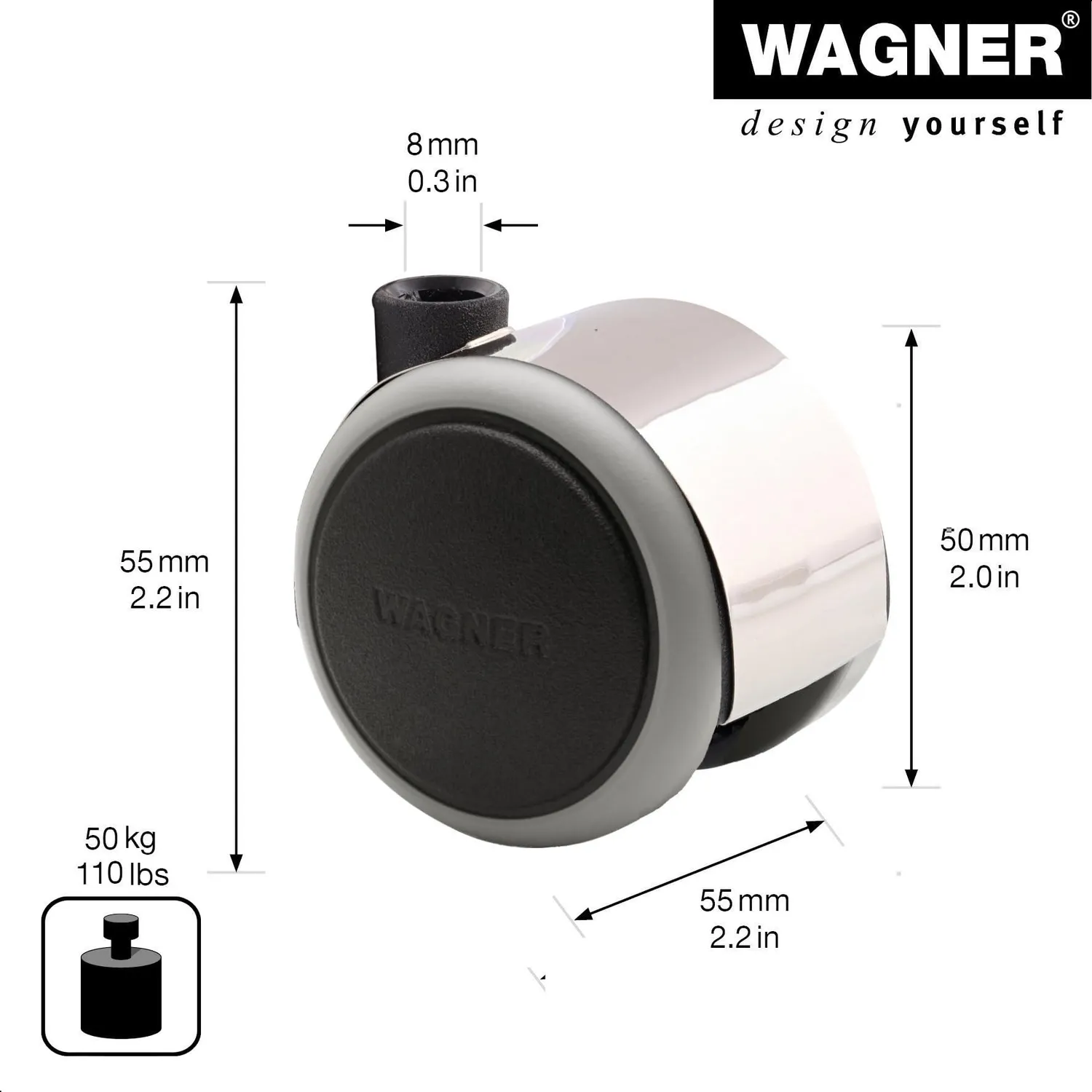 Wagner Design 01022701 RO 0227 rullo doppio nero 50 mm 1 pz