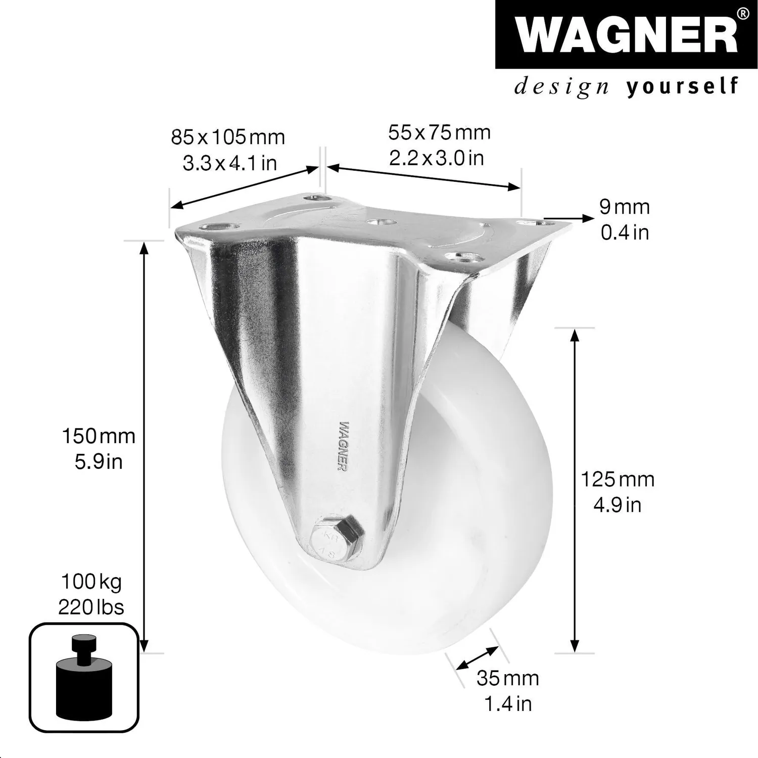 Wagner 04852501 RO 8525 rullo fisso bianco 125 mm 1 pz