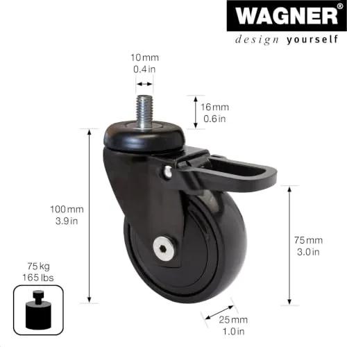 WAGNER 3C 01237766 ruota mobile Ø 75 mm con freno