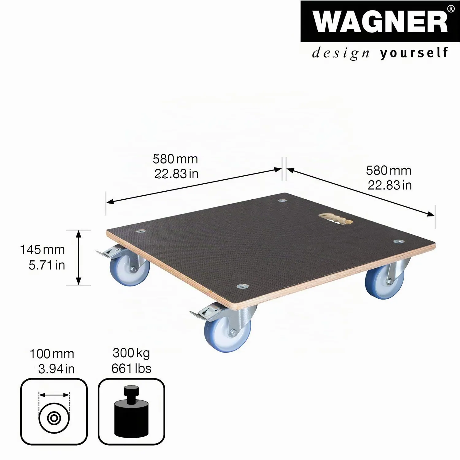 Wagner MaxiGrip 20135801 carrello per piante 58x58 cm legno