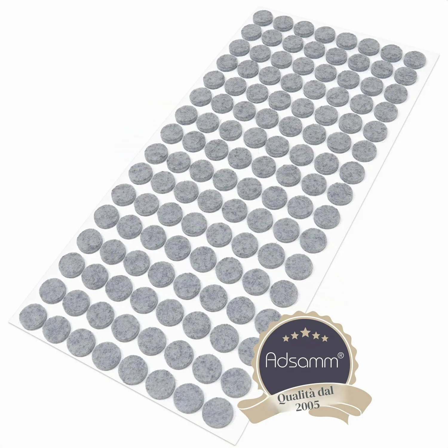 Adsamm Feltrini Adesivi Ø12 mm Grigi Rotondi 128 pz 3,5 mm