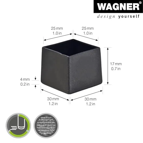 Wagner 15052599 tappi quadrati acciaio 4 pezzi neri