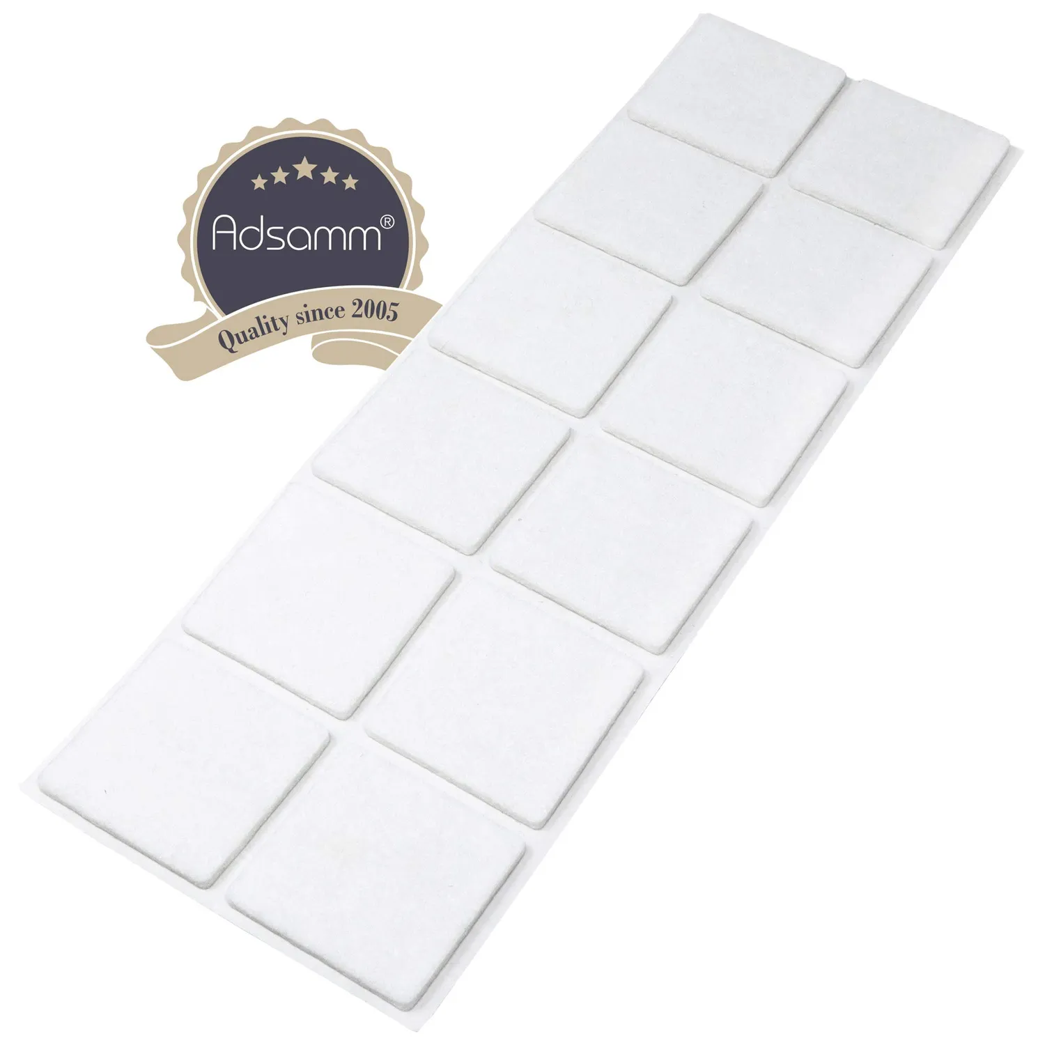 Adsamm feltrini autoadesivi 40x40 mm bianchi 12 pz