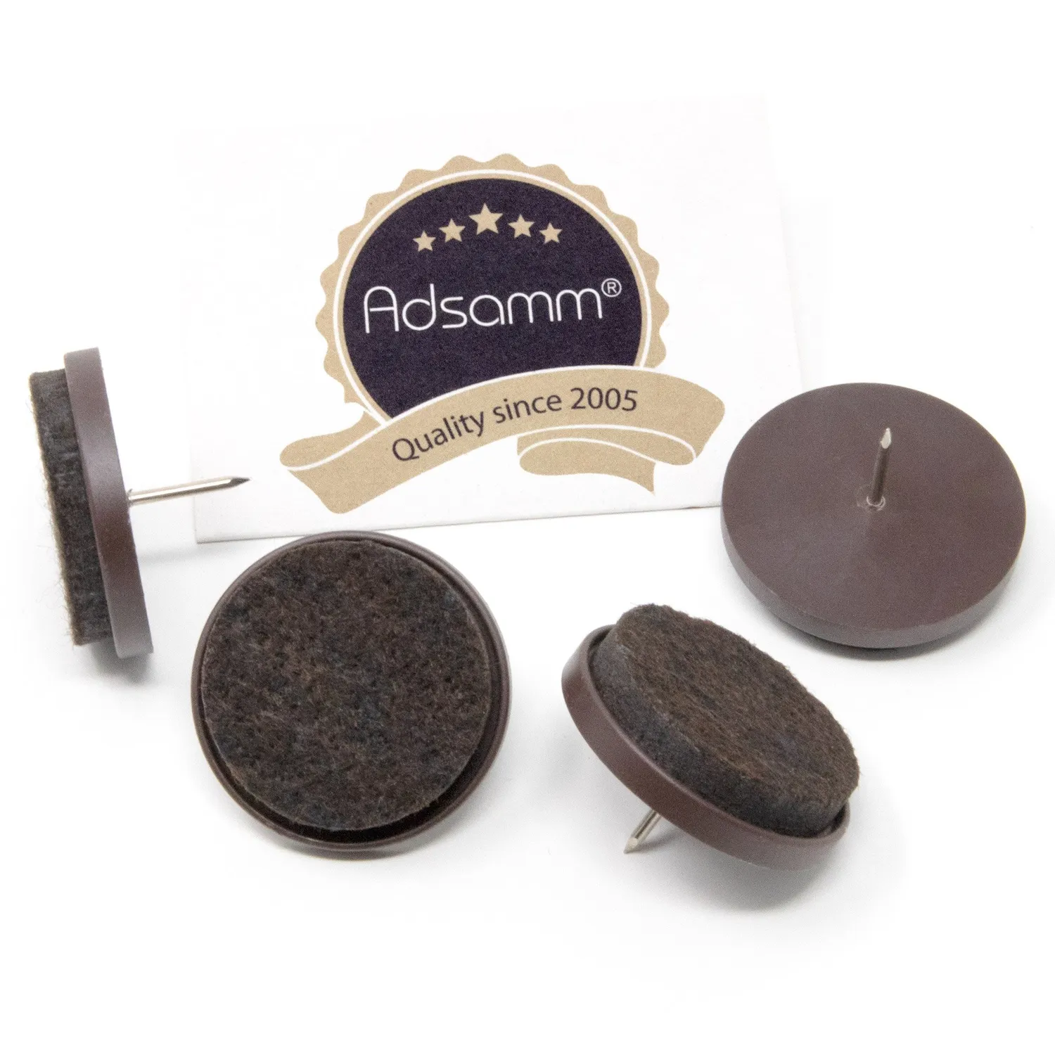 Adsamm Feltrini con Chiodo 35 mm Marroni 4 Pezzi Plastica