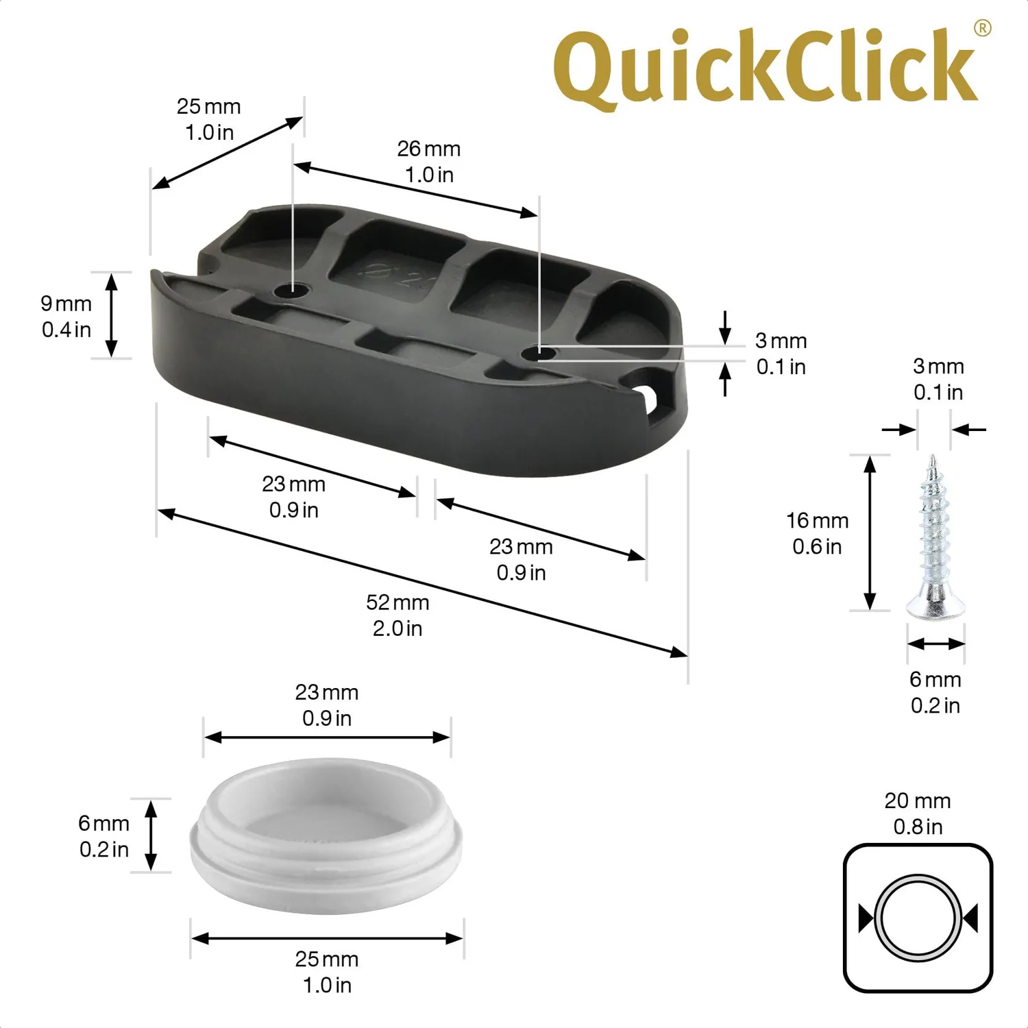 WAGNER QuickClick 15831700 Pattini Sedia 52x25 mm Plastica