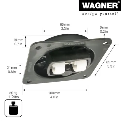 Wagner Mini Max RO7088 rotella incasso scomparsa nera 50 kg