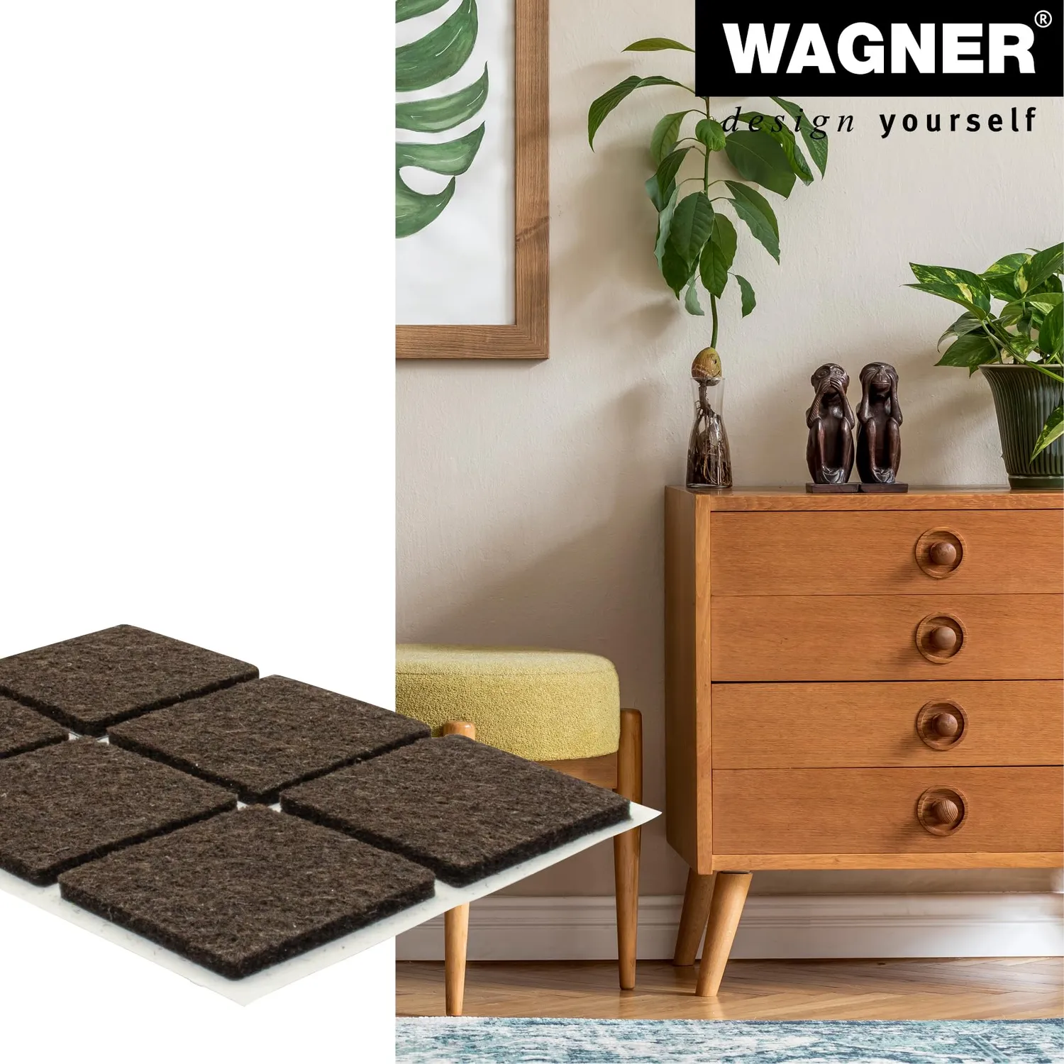 Wagner EH 1731 15173199 feltrini adesivi 30x30 mm 12 pz marroni