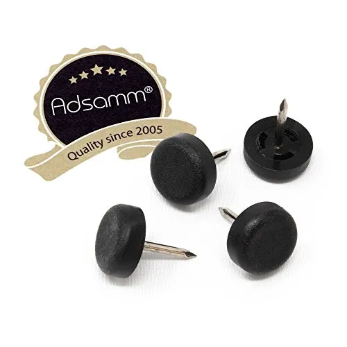 Adsamm PG-N-BL-15-4 Pattini Plastica Ø15 mm Nero 4 pz
